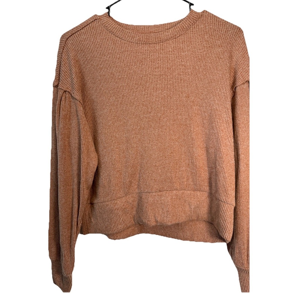 Women's Brown Ribbed Knit Long Sleeve Pullover Sweater Size M Brand So